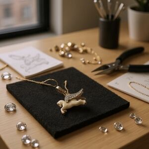 Juicy Couture Rare Off White Enamel & Gold Tone Pegasus Charm